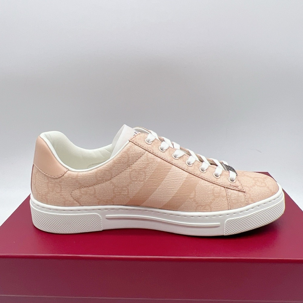 GUCCI Women's Pink GG Supreme Ace Tonal Web Sneakers 812026 EU 36.5 US 6.5 - NEW - Picture 8 of 14